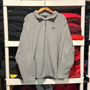 Vintage y2k Purdue University Quarter Zip Fleece Gray Mens XXL Pullover